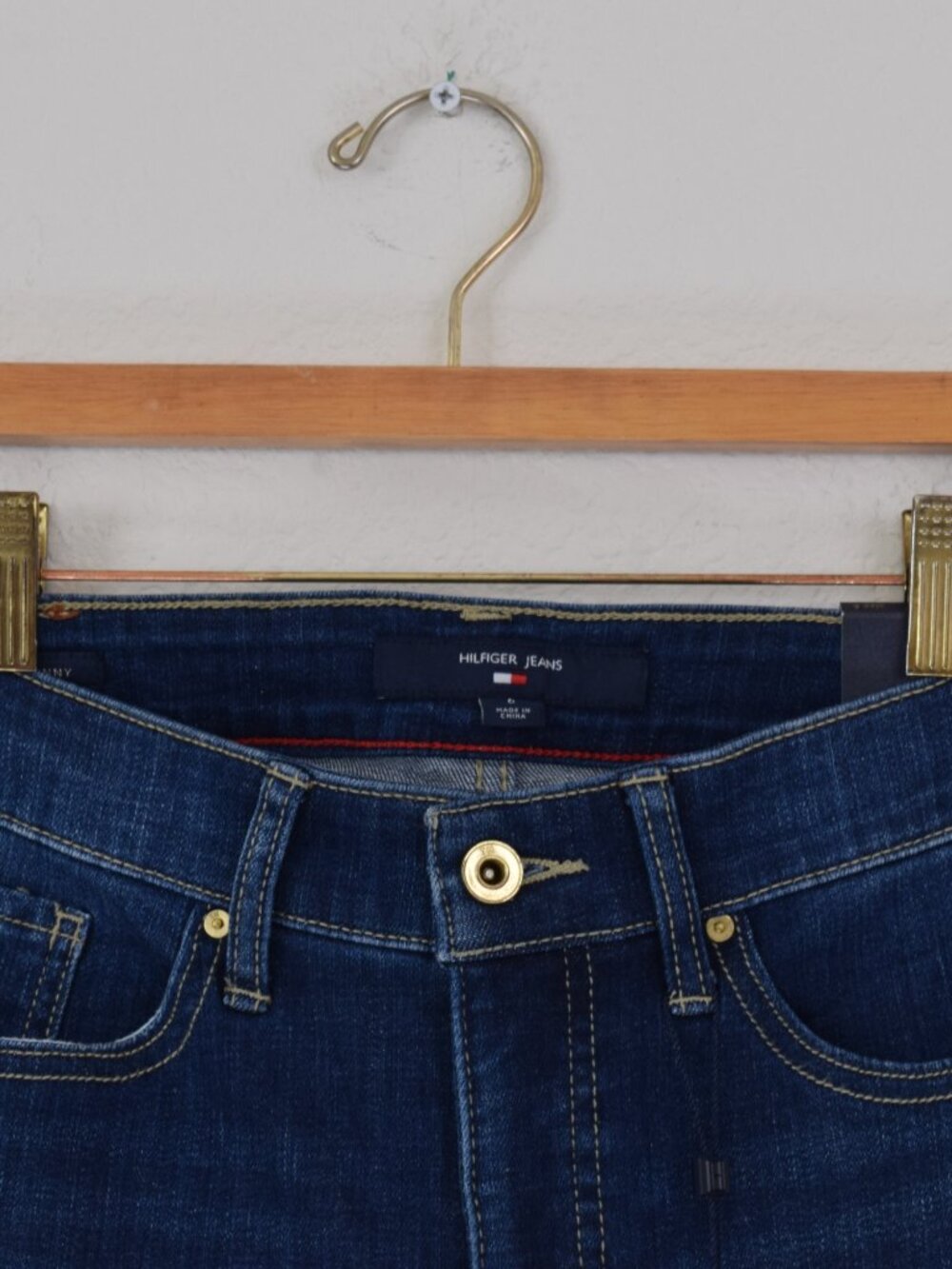 NWT Tommy Hilfiger Tribecca Skinny Jeans Sz 6 Stretch Rhinestone Bling Denim Y2K - Picture 3 of 11